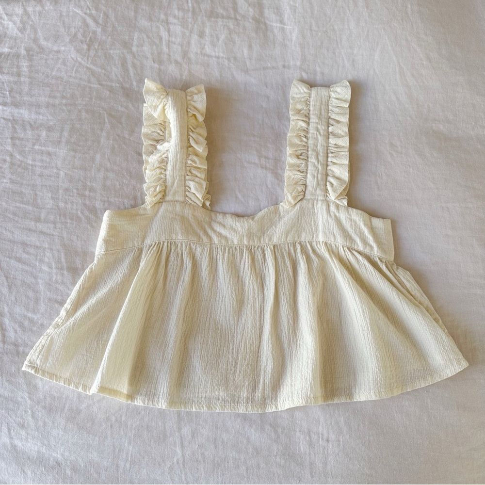 Kara Thoms Ruffle Strap Tank Top Blouse 100% Cotton Size Small